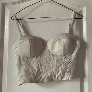 White lace bralette.